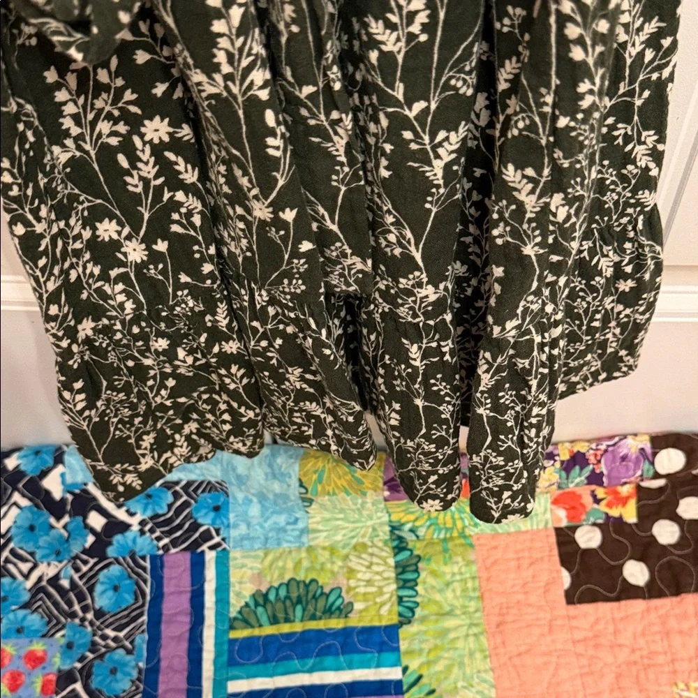 VINES MADELINE DRESS Rylee + Cru Olive Green Dress with Cream Floral Pattern - Picture 7 of 7